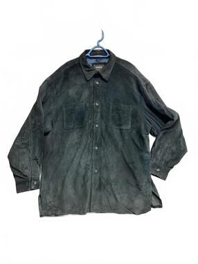 Vintage TREK New York Dark Green Soft Suede Men's Button up Shirt/Jacket Size XL